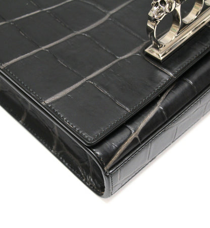 AlexanderMcQUEEN 4 Ring Skull Knuckle Shoulder Bag Black