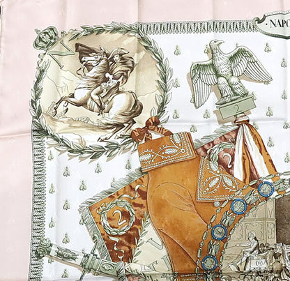 HERMES Carre 90 Napoleon Silk Scarf Pink
