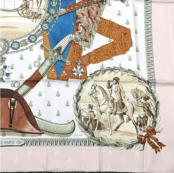 HERMES Carre 90 Napoleon Silk Scarf Pink