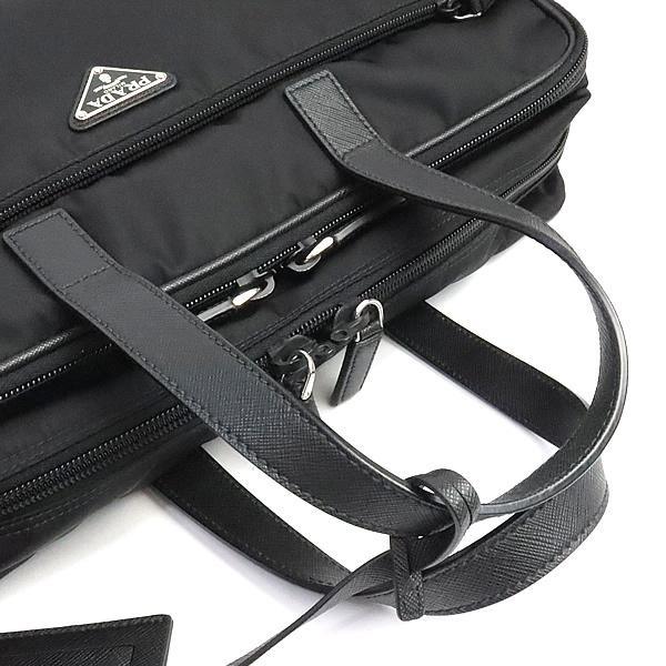 PRADA Triangle Logo 2-Way Nylon Briefcase Black