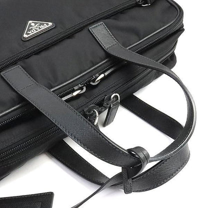PRADA Triangle Logo 2-Way Nylon Briefcase Black