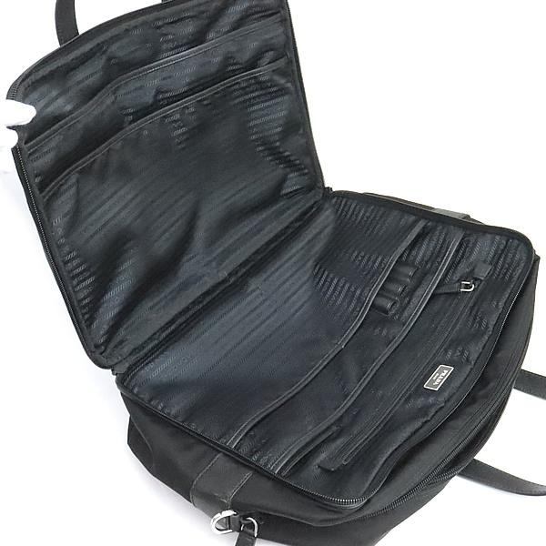 PRADA Triangle Logo 2-Way Nylon Briefcase Black