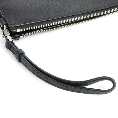PRADA Triangle Logo Leather Bag Black