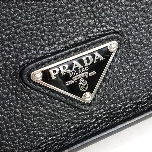 PRADA Triangle Logo Leather Bag Black