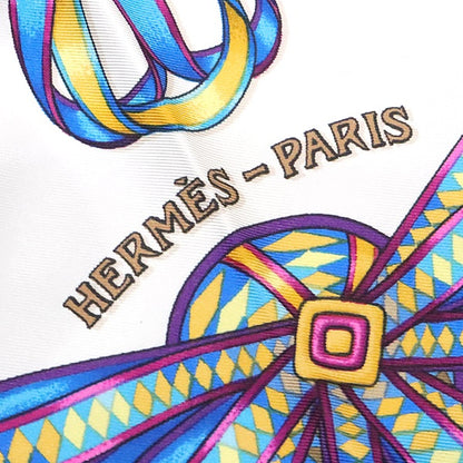 HERMES Carre 90 Les Rubans du Scarf Blue