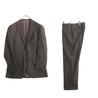 EDIFICE Flannel Chalk Stripe Suit Brown Size 46/46