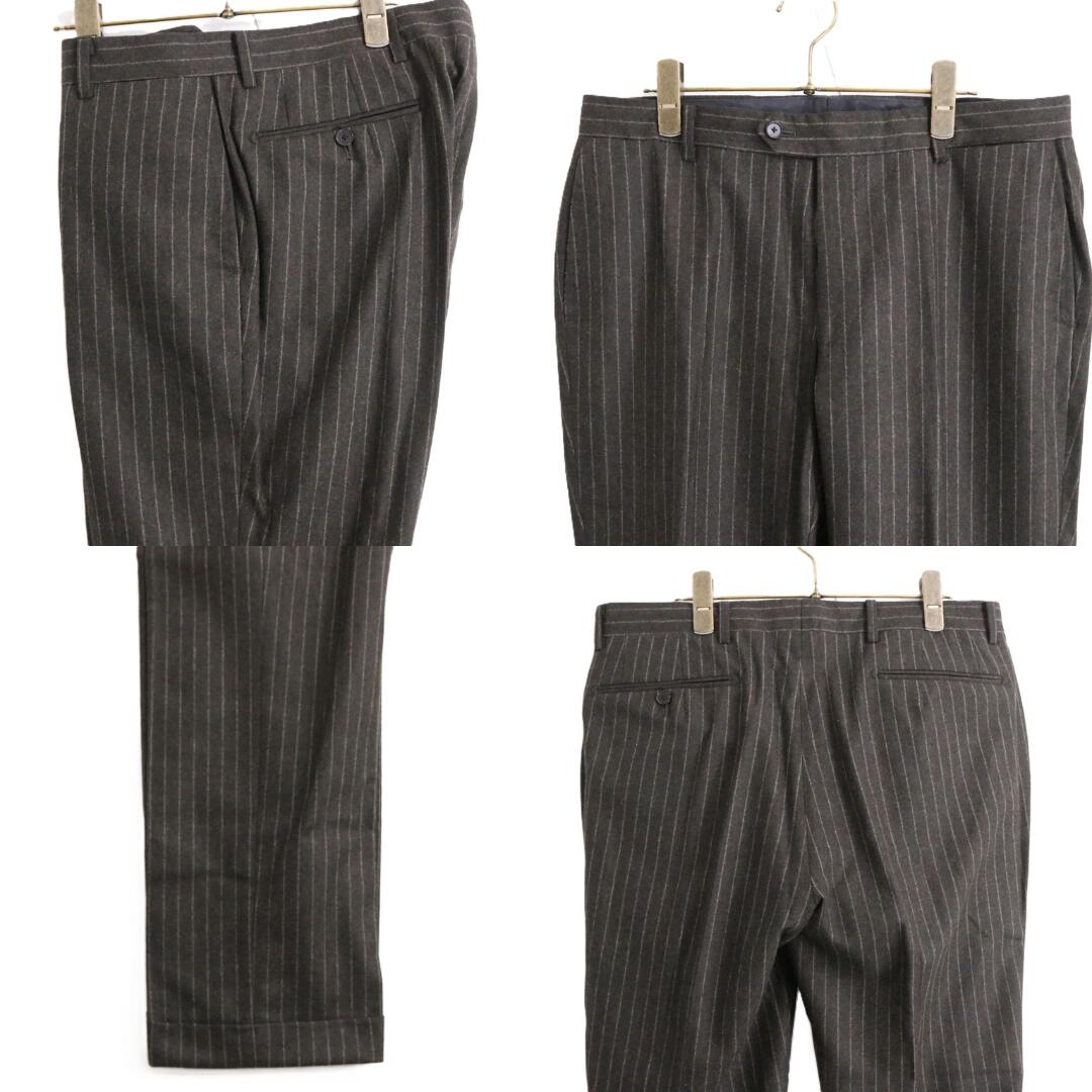 EDIFICE Flannel Chalk Stripe Suit Brown Size 46/46