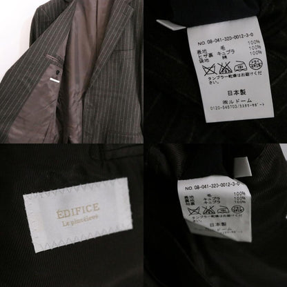 EDIFICE Flannel Chalk Stripe Suit Brown Size 46/46
