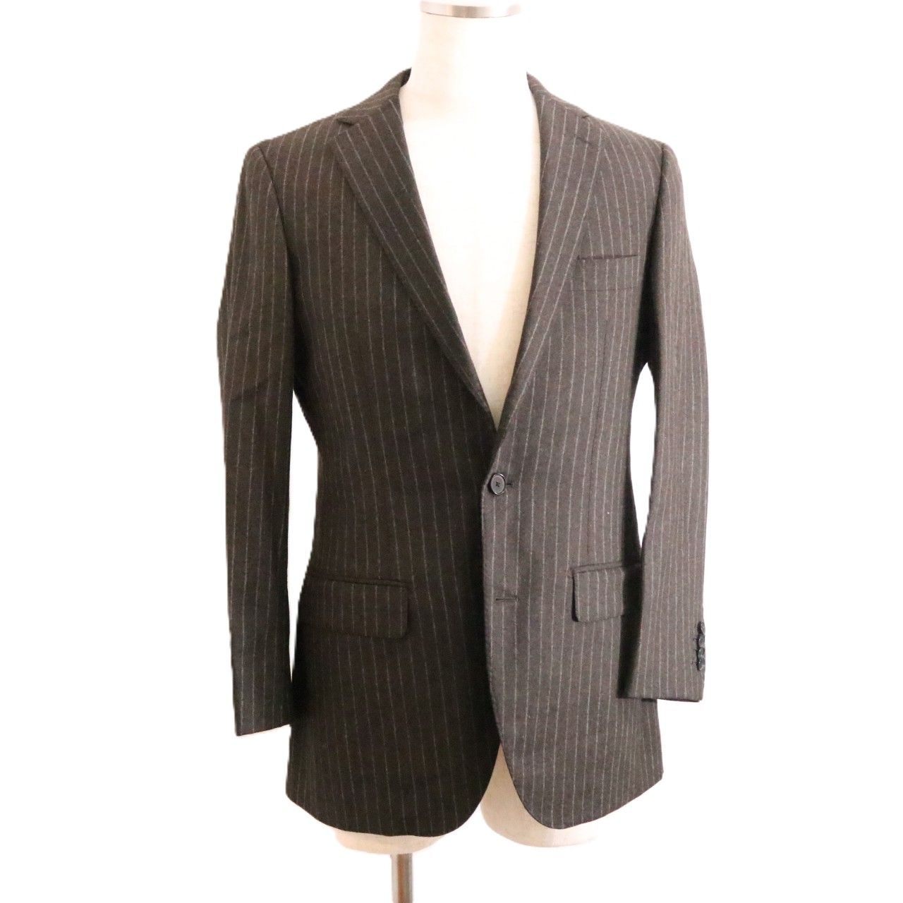EDIFICE Flannel Chalk Stripe Suit Brown Size 46/46