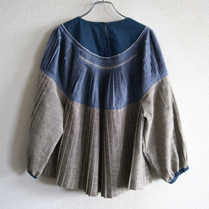 45R Indigo Pleated Relaxed Blouse Size 0