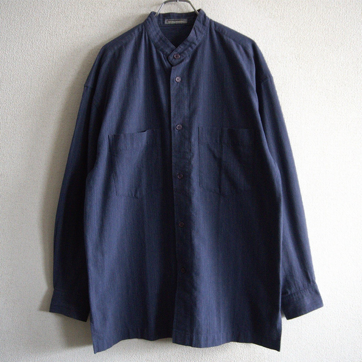 ISSEY MIYAKE MEN 80s Brush Tag Band Collar Shirt Size M