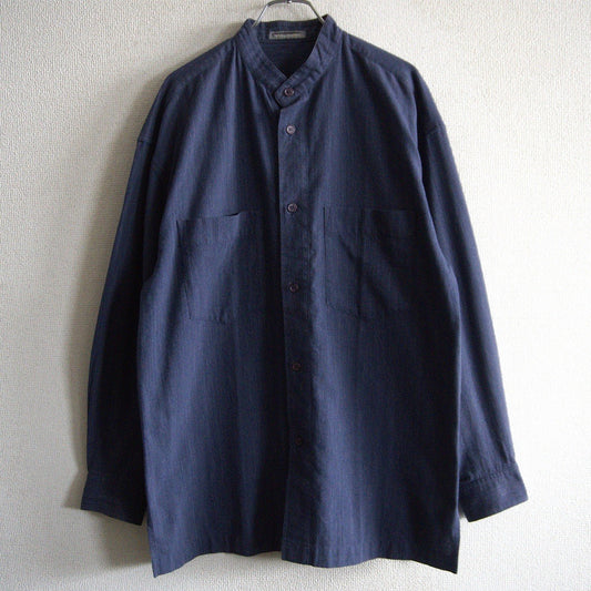 ISSEY MIYAKE MEN 80s Brush Tag Band Collar Shirt Size M