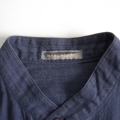 ISSEY MIYAKE MEN 80s Brush Tag Band Collar Shirt Size M