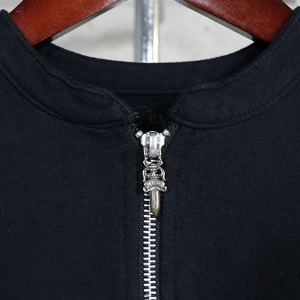 CHROME HEARTS Double Zip Short Sleeve Hoodie Black Size M