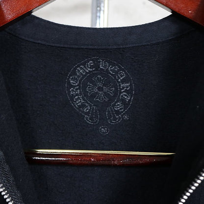CHROME HEARTS Double Zip Short Sleeve Hoodie Black Size M