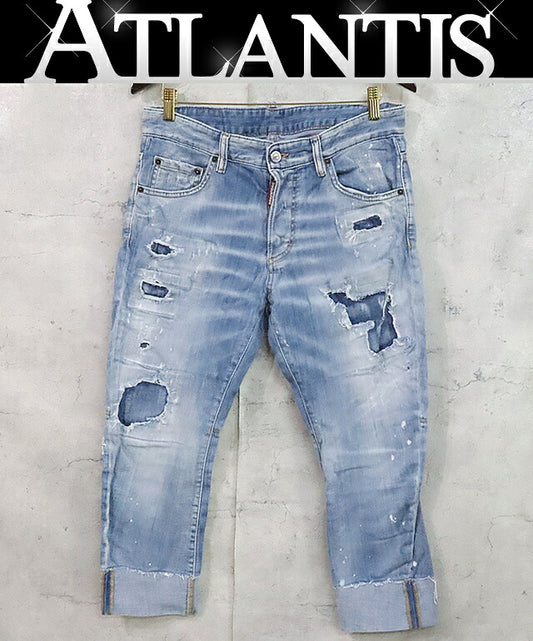 DSQUARED2 SAILOR JEAN Distressed Stretch Denim Blue Size 42