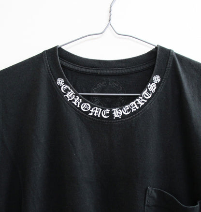 CHROME HEARTS Neck Logo CH Cross Black Shirt Size L