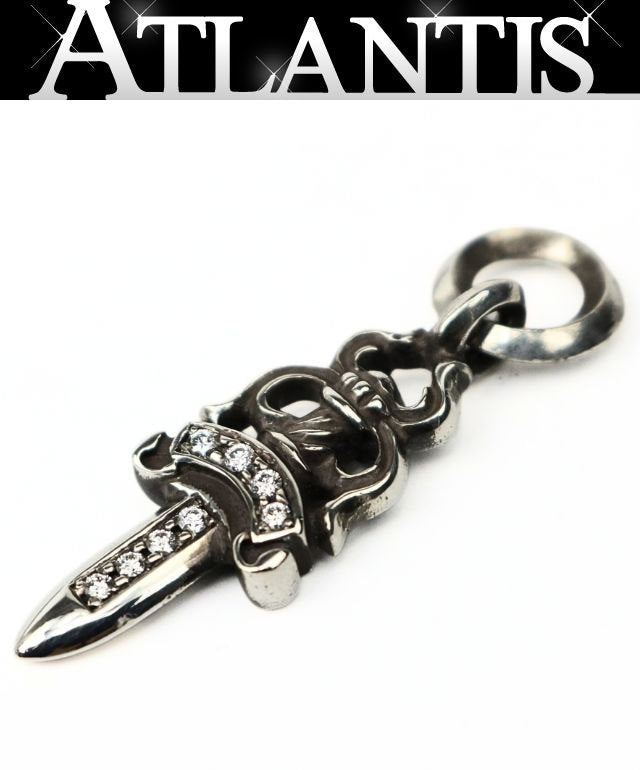 CHROME HEARTS No5 Dagger Pave Diamond Pendant Charm SV925