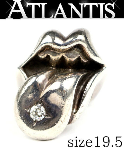 CHROME HEARTS Large Lip & Tongue Ring Silver Size JP 19.5