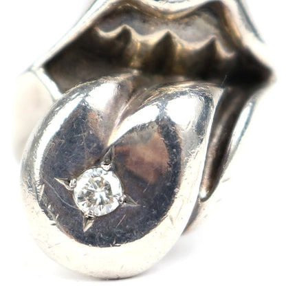 CHROME HEARTS Large Lip & Tongue Ring Silver Size JP 19.5