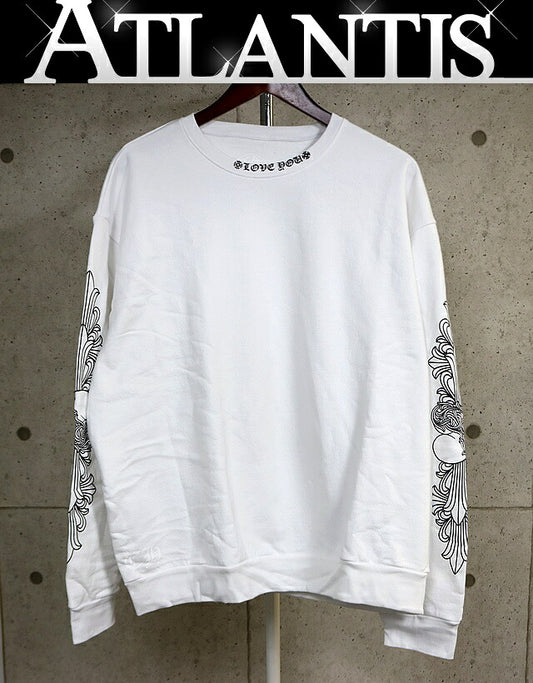 CHROME HEARTS New "Love You" Floral Heart Crewneck Size L