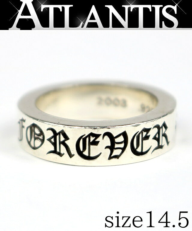 CHROME HEARTS 6mm "FOREVER" Spacer Silver SV925 Ring Size JP 14.5