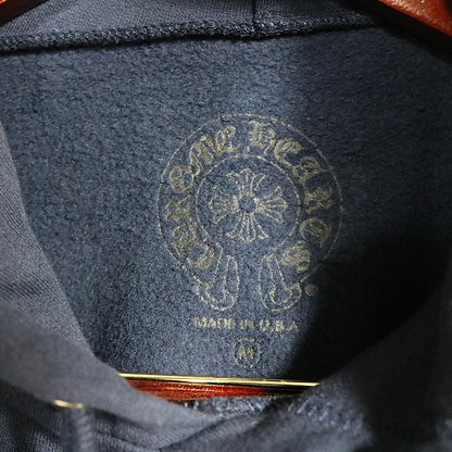 CHROME HEARTS Horseshoe Floral Cross Hoodie Navy Blue Size M
