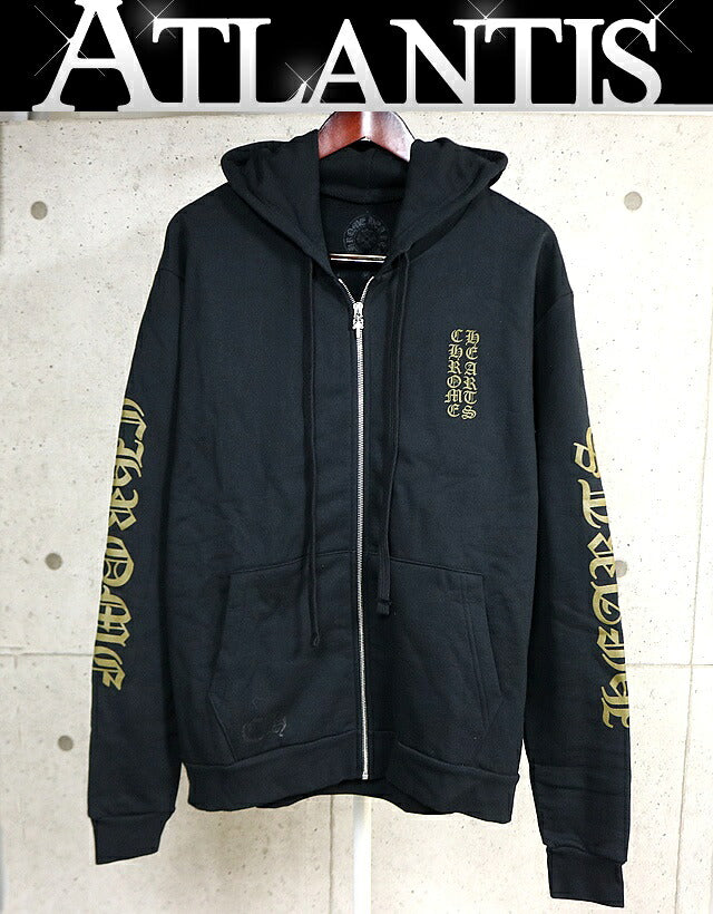 CHROME HEARTS Old English Logo Zip Hoodie Black/Olive Size M