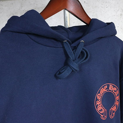 CHROME HEARTS Horseshoe Floral Cross Hoodie Navy Size M