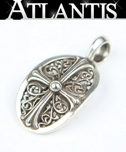 CHROME HEARTS Classic Oval Cross Pendant Charm SV925 Silver