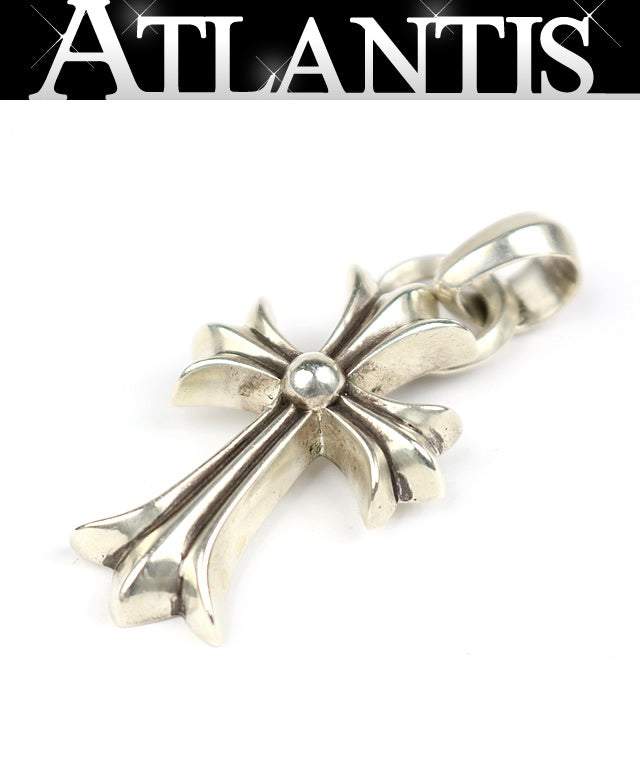 CHROME HEARTS Small CH Cross w/ Bail Pendant Charm Silver