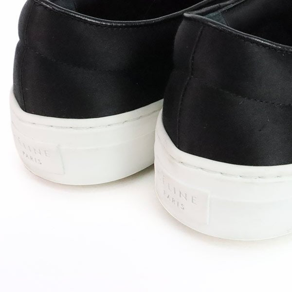 CELINE Satin Slip-On Sneakers Black Size 35