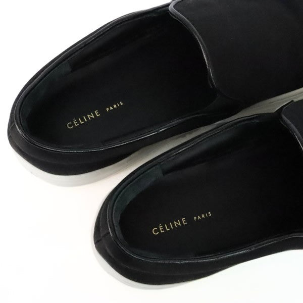 CELINE Satin Slip-On Sneakers Black Size 35