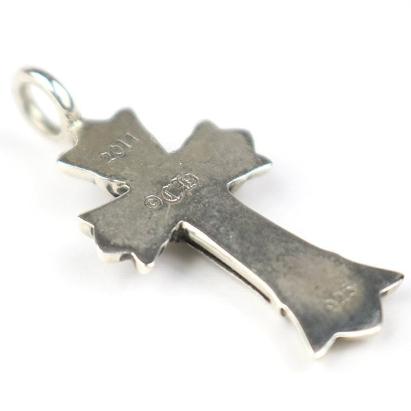 CHROME HEARTS Double CH Cross XS Pave Diamond Pendant Silver