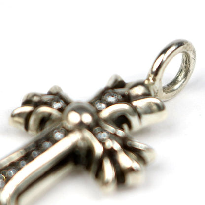 CHROME HEARTS Double CH Cross XS Pave Diamond Pendant Silver