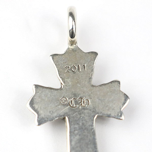 CHROME HEARTS Double CH Cross XS Pave Diamond Pendant Silver