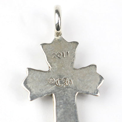 CHROME HEARTS Double CH Cross XS Pave Diamond Pendant Silver