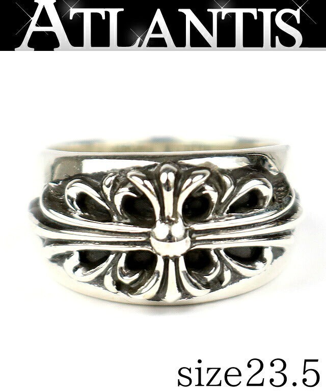 CHROME HEARTS Floral Cross Ring Silver 925 Size JP 23.5