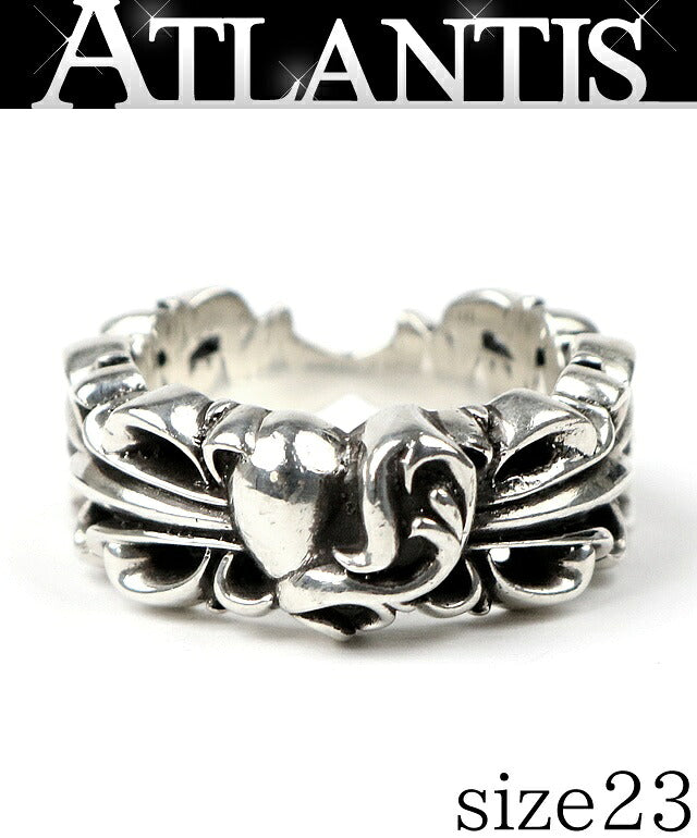 CHROME HEARTS Double Floral Heart Ring Silver Size JP 23