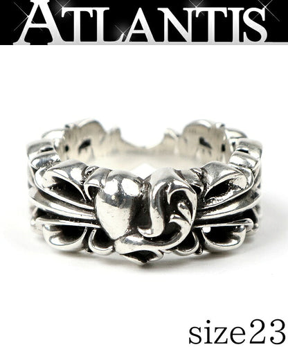 CHROME HEARTS Double Floral Heart Ring Silver Size JP 23