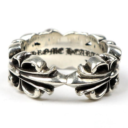 CHROME HEARTS Double Floral Heart Ring Silver Size JP 23
