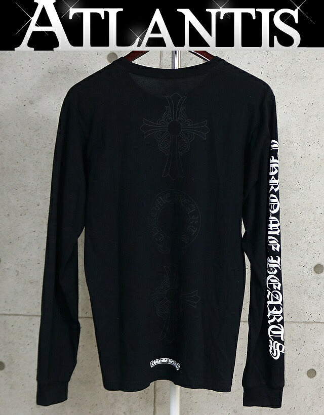 CHROME HEARTS Horseshoe Floral Cross Sleeve Black Size M
