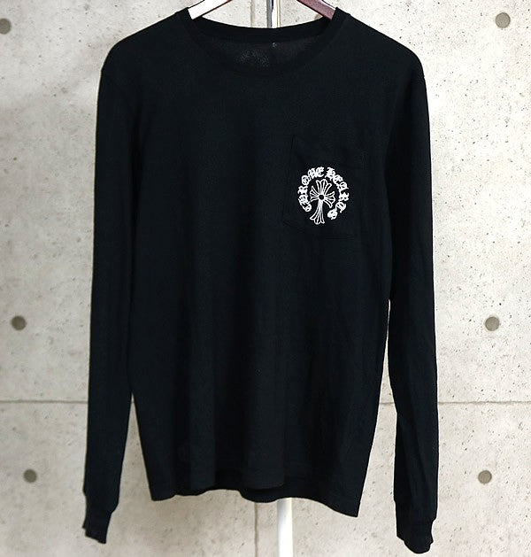 CHROME HEARTS Horseshoe Floral Cross Sleeve Black Size M