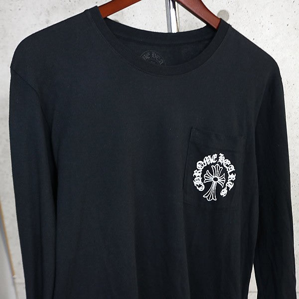 CHROME HEARTS Horseshoe Floral Cross Sleeve Black Size M