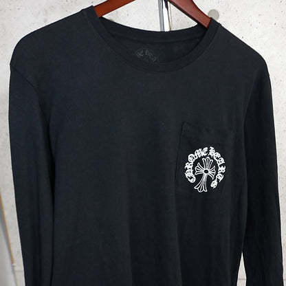 CHROME HEARTS Horseshoe Floral Cross Sleeve Black Size M
