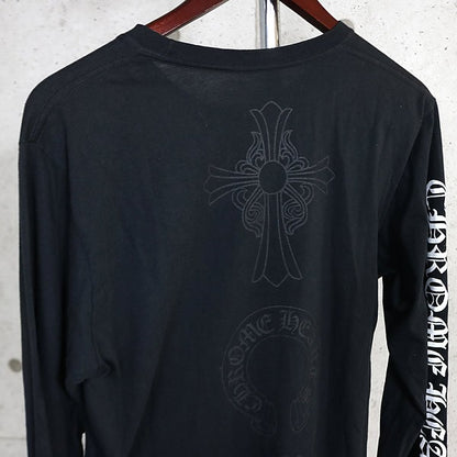 CHROME HEARTS Horseshoe Floral Cross Sleeve Black Size M