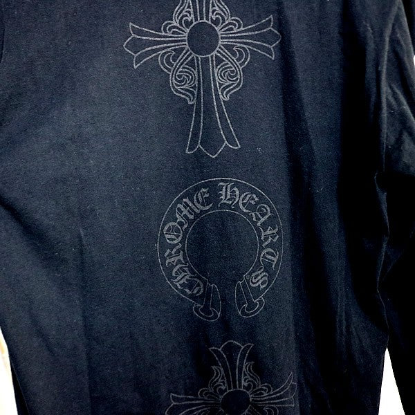 CHROME HEARTS Horseshoe Floral Cross Sleeve Black Size M