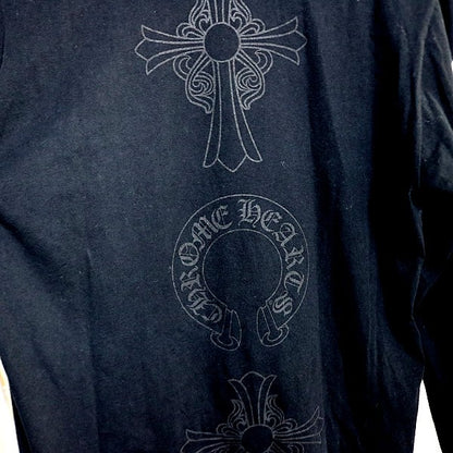 CHROME HEARTS Horseshoe Floral Cross Sleeve Black Size M