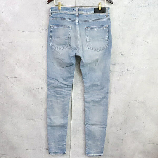 AMIRI MX1 Distressed Bellows Stretch Light Blue Jeans Size 31