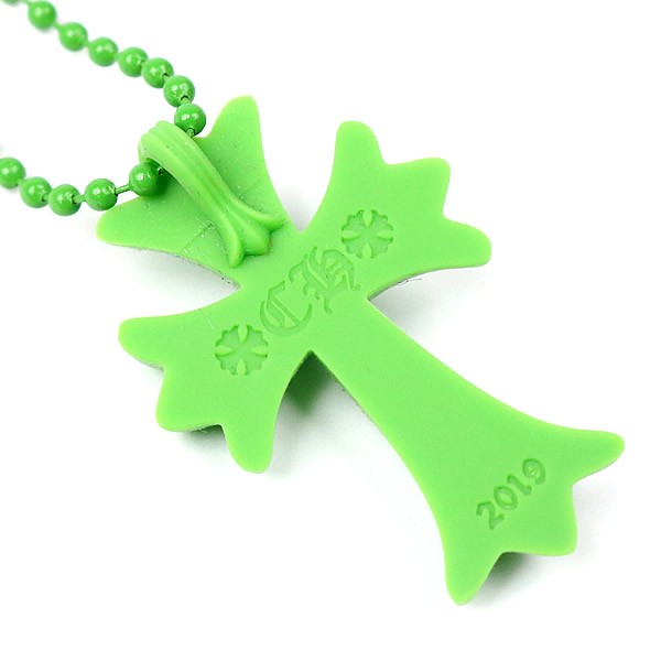 CHROME HEARTS Silicone Rubber Small CH Cross Necklace Green